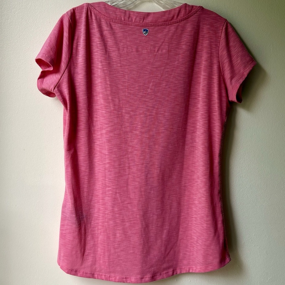 KUHL V-Neck Short Sleeve T-Shirt Top Medium Pink Sporty Beach Outdoors - Picture 2 of 5